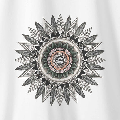 Camiseta Amazônia MANDALA PENAS - BRANCO - cód 1061