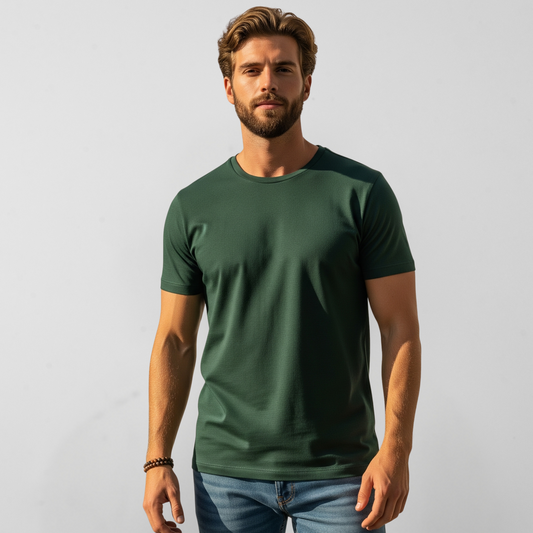 Kit 2 Camisetas Algoodão Ultra Soft Verde Escuro - cód L019