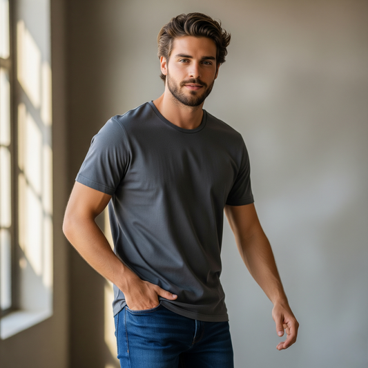 Camiseta Algoodão Ultra Soft Cinza Chumbo - cód LF013