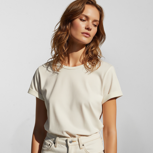 Camiseta Algoodão Egípcio Off White - cód LF003