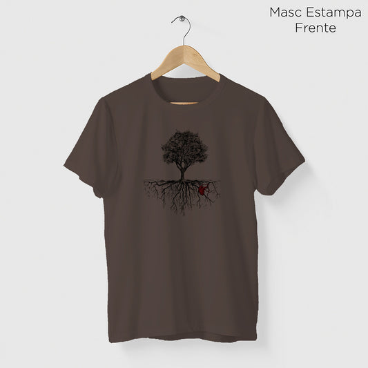 Camiseta Amazônia ISC ÁRVORE CORAÇÃO DA NATUREZA - MARROM ESTONADO - cód 0036