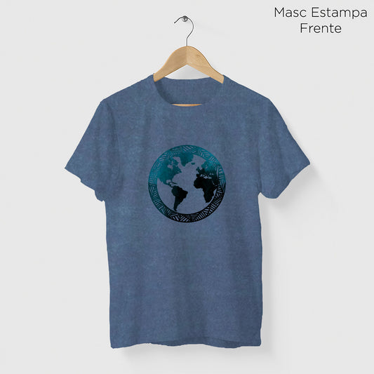Camiseta Amazônia ISC MUNDO TERRA - AZUL ESTONADO - cód 0241