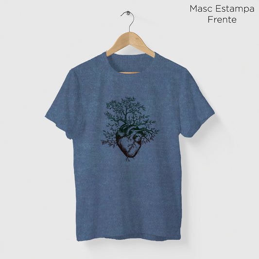 Camiseta Amazônia ISC ÁRVORE CORAÇÃO - AZUL ESTONADO - cód 0371