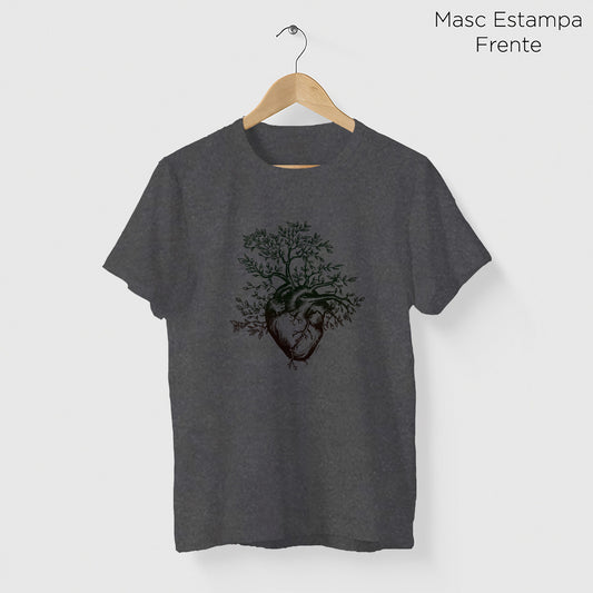 Camiseta Amazônia ISC ÁRVORE CORAÇÃO - CINZA ESTONADO - cód 0371