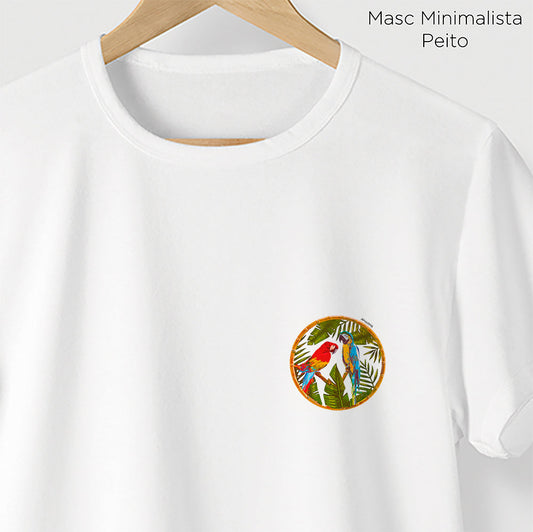 Camiseta Amazônia BORDADO ARARAS - BRANCO - cód 0930