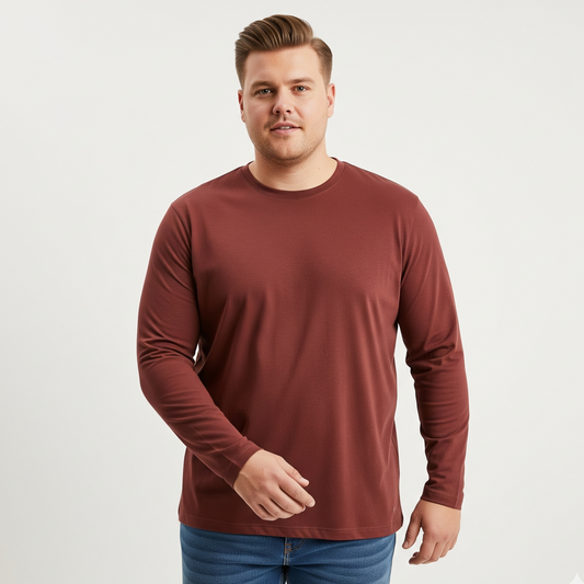 Camiseta Algoodão Egípcio Bordô Manga Longa - cód L028