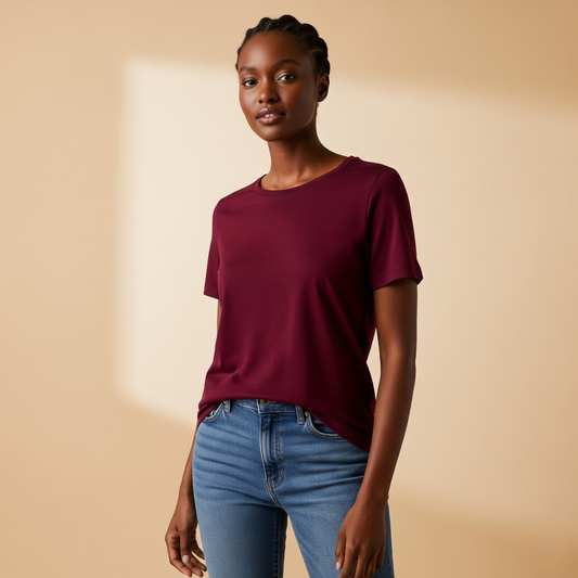 Camiseta Algoodão Ultra Soft Bordô - cód LF012